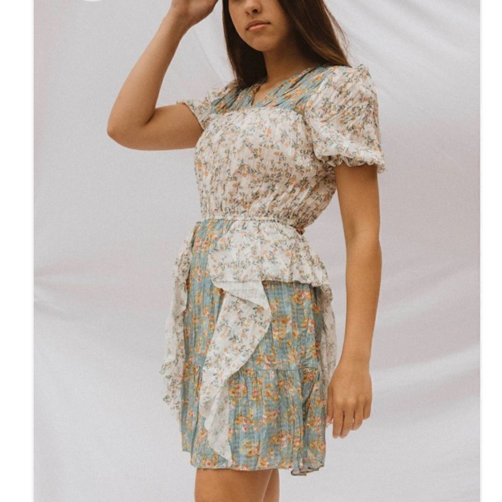 Current Air Anthropologie Ruffle Ditsy Floral Dress Size S
